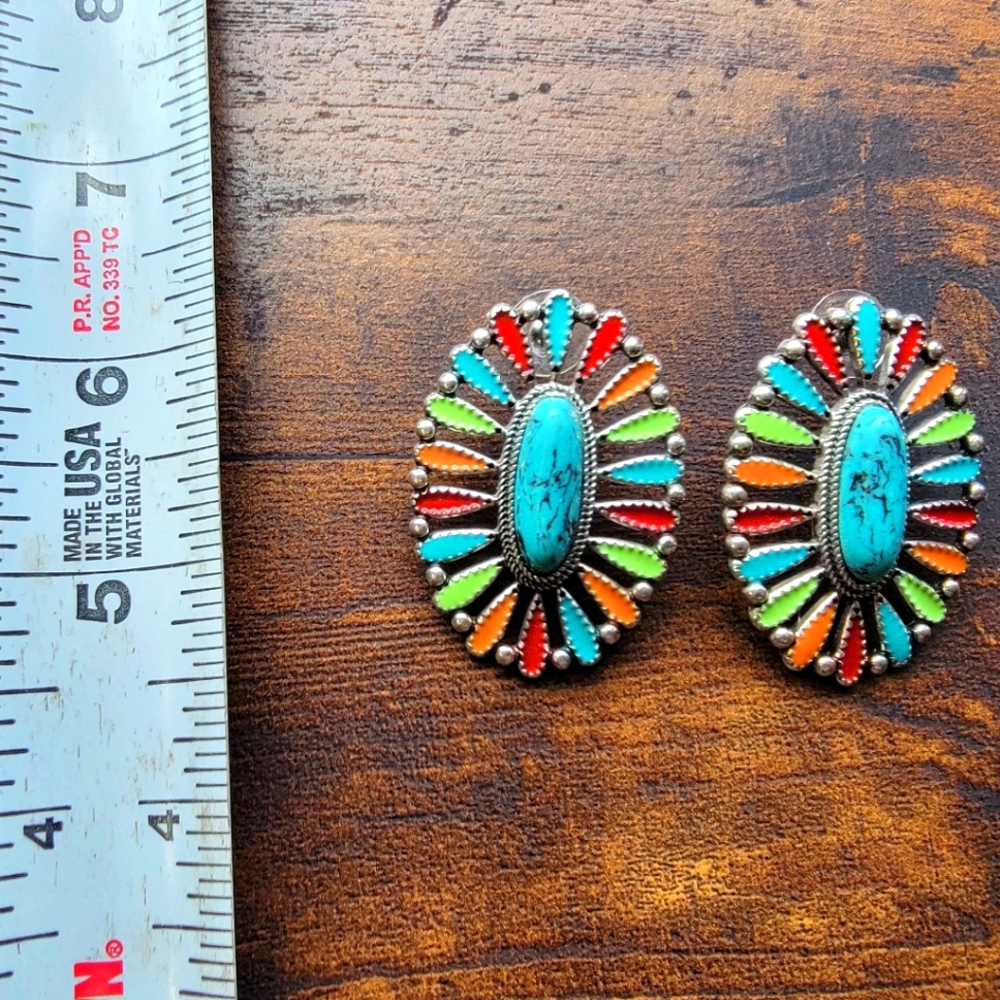 Mutli-Colored Concho Earrings